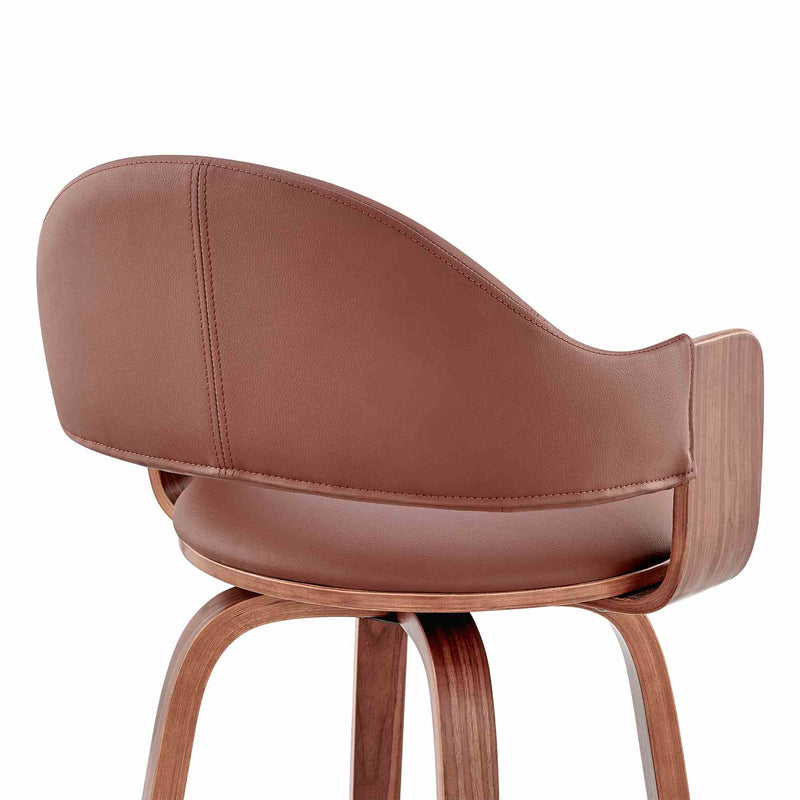 Daxton 30" Brown Faux Leather and Walnut Wood Bar Stool - Furniture City (CA)l