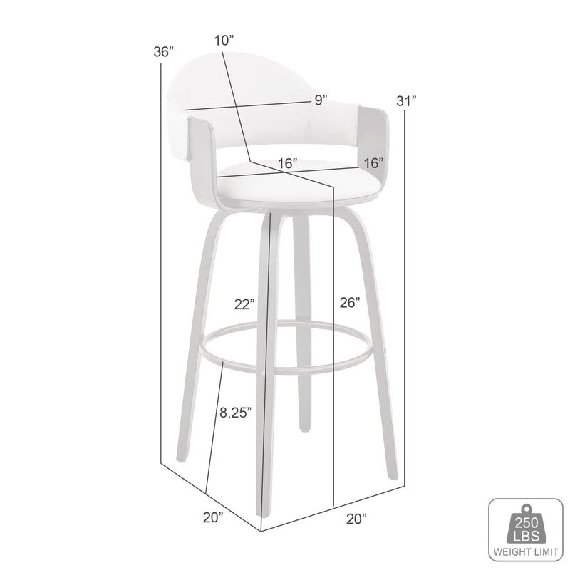 Daxton 26" Cream Faux Leather and Walnut Wood Bar Stool - Furniture City (CA)l