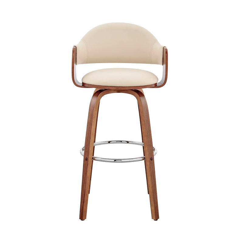 Daxton 26" Cream Faux Leather and Walnut Wood Bar Stool - Furniture City (CA)l