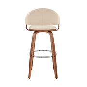 Daxton 26" Cream Faux Leather and Walnut Wood Bar Stool - Furniture City (CA)l
