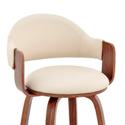 Daxton 26" Cream Faux Leather and Walnut Wood Bar Stool - Furniture City (CA)l