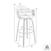 Daxton 30" Cream Faux Leather and Walnut Wood Bar Stool - Furniture City (CA)l