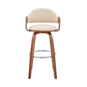 Daxton 30" Cream Faux Leather and Walnut Wood Bar Stool - Furniture City (CA)l