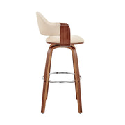 Daxton 30" Cream Faux Leather and Walnut Wood Bar Stool - Furniture City (CA)l