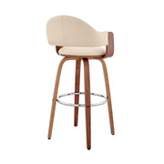 Daxton 30" Cream Faux Leather and Walnut Wood Bar Stool - Furniture City (CA)l