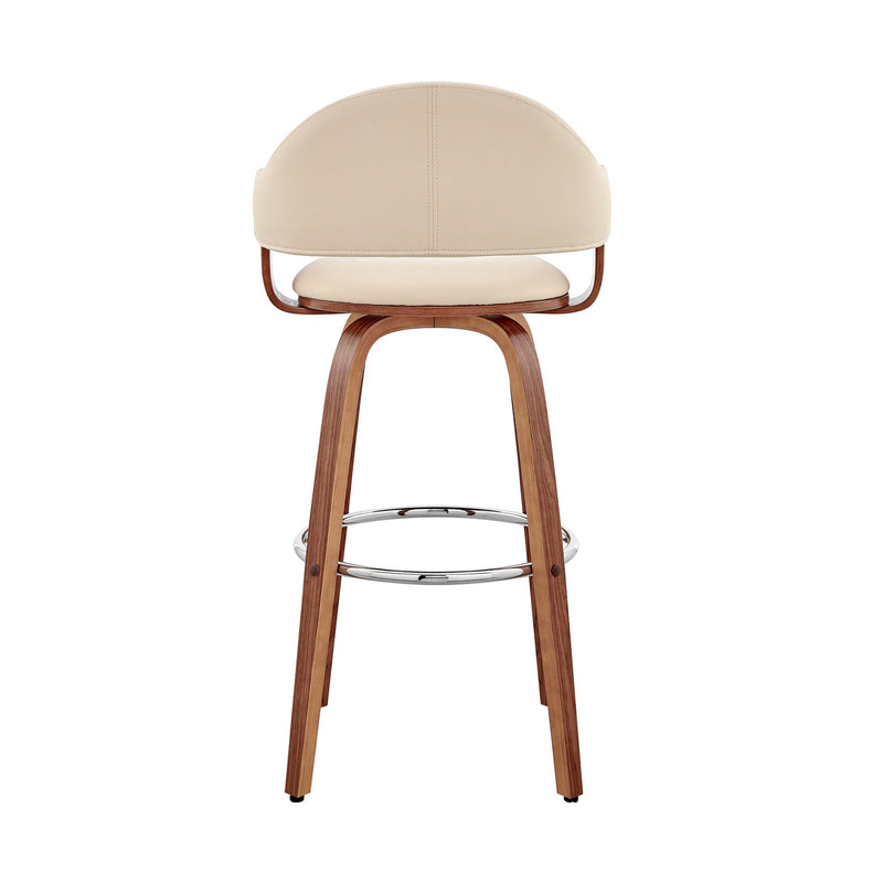 Daxton 30" Cream Faux Leather and Walnut Wood Bar Stool - Furniture City (CA)l