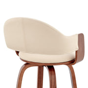 Daxton 30" Cream Faux Leather and Walnut Wood Bar Stool - Furniture City (CA)l