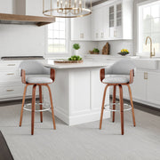 Daxton 26" Gray Faux Leather and Walnut Wood Bar Stool - Furniture City (CA)l