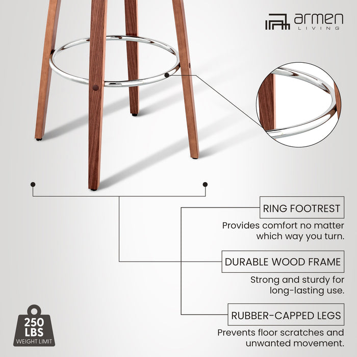 Daxton 26" Gray Faux Leather and Walnut Wood Bar Stool