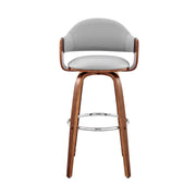 Daxton 26" Gray Faux Leather and Walnut Wood Bar Stool - Furniture City (CA)l