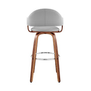 Daxton 26" Gray Faux Leather and Walnut Wood Bar Stool - Furniture City (CA)l