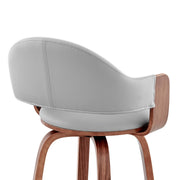 Daxton 26" Gray Faux Leather and Walnut Wood Bar Stool - Furniture City (CA)l