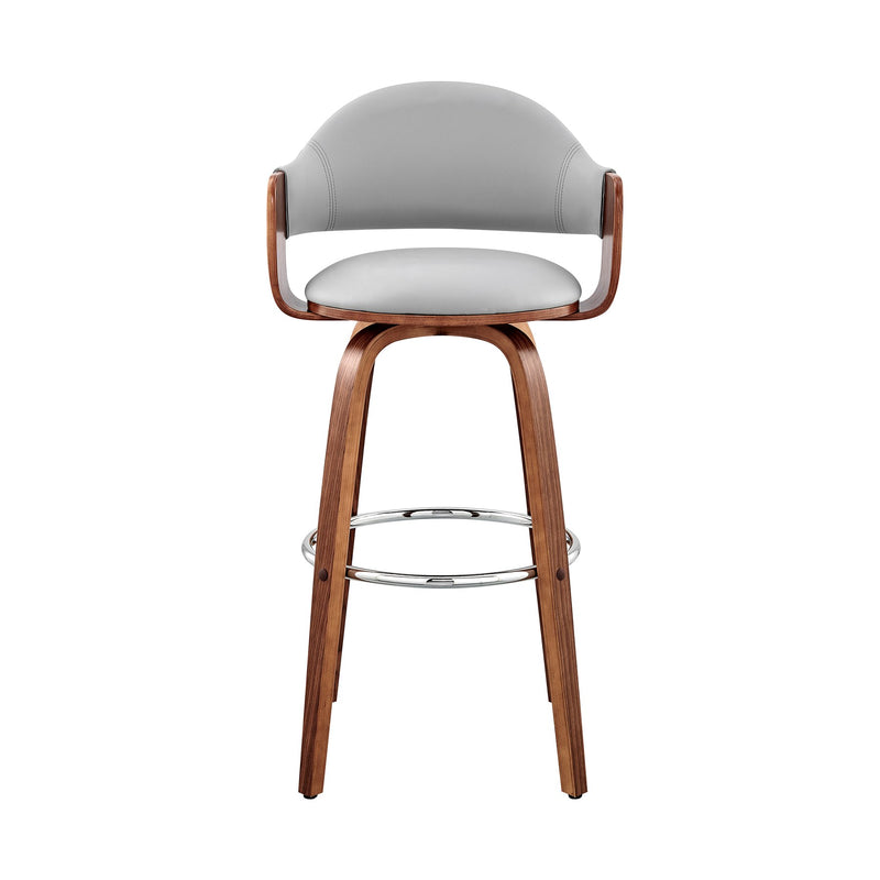 Daxton 30" Gray Faux Leather and Walnut Wood Bar Stool - Furniture City (CA)l