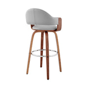 Daxton 30" Gray Faux Leather and Walnut Wood Bar Stool - Furniture City (CA)l