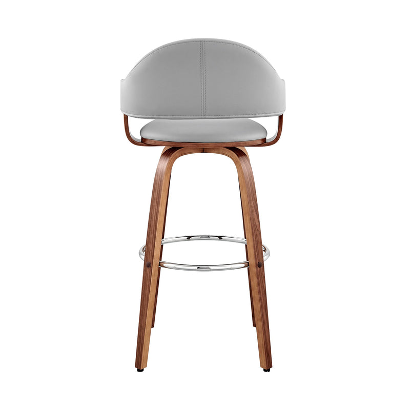 Daxton 30" Gray Faux Leather and Walnut Wood Bar Stool - Furniture City (CA)l
