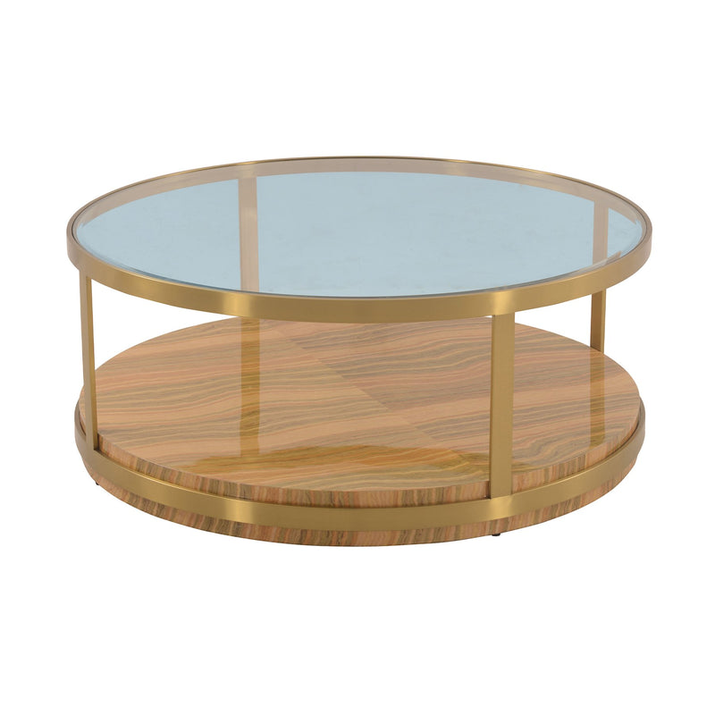 Hattie Glass Top Coffee Table with Brushed Gold Legs - Furniture City (CA)l