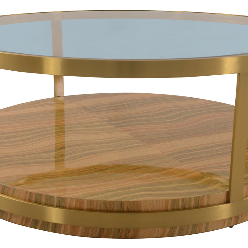 Hattie Glass Top Coffee Table with Brushed Gold Legs - Furniture City (CA)l