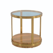 Hattie Glass Top End Table with Brushed Gold Legs - Furniture City (CA)l