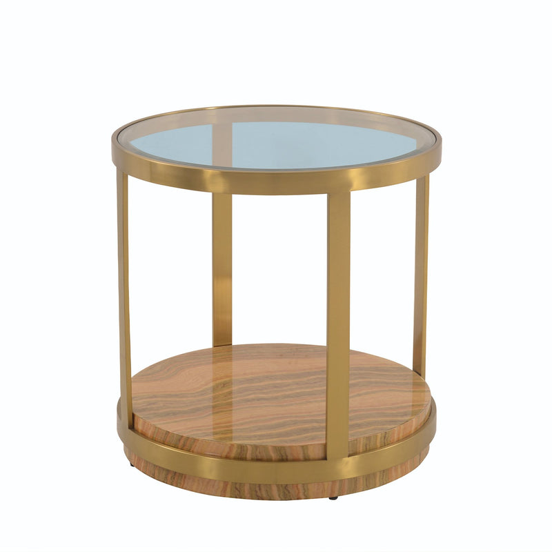 Hattie Glass Top End Table with Brushed Gold Legs - Furniture City (CA)l