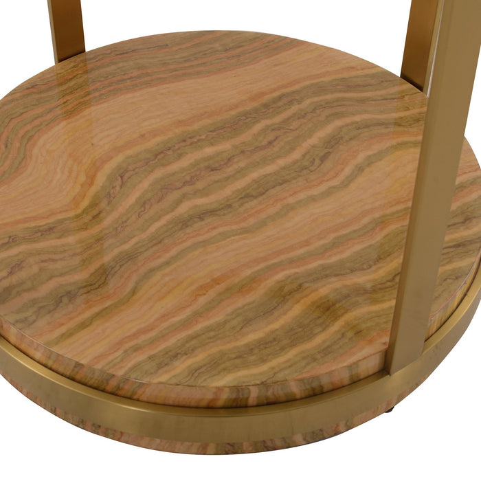 Hattie Glass Top End Table with Brushed Gold Legs