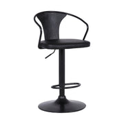 Eagle Adjustable Height Swivel Black Faux Leather and Black Wood Bar Stool with Black Metal Base - Furniture City (CA)l