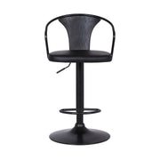 Eagle Adjustable Height Swivel Black Faux Leather and Black Wood Bar Stool with Black Metal Base - Furniture City (CA)l