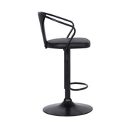 Eagle Adjustable Height Swivel Black Faux Leather and Black Wood Bar Stool with Black Metal Base - Furniture City (CA)l