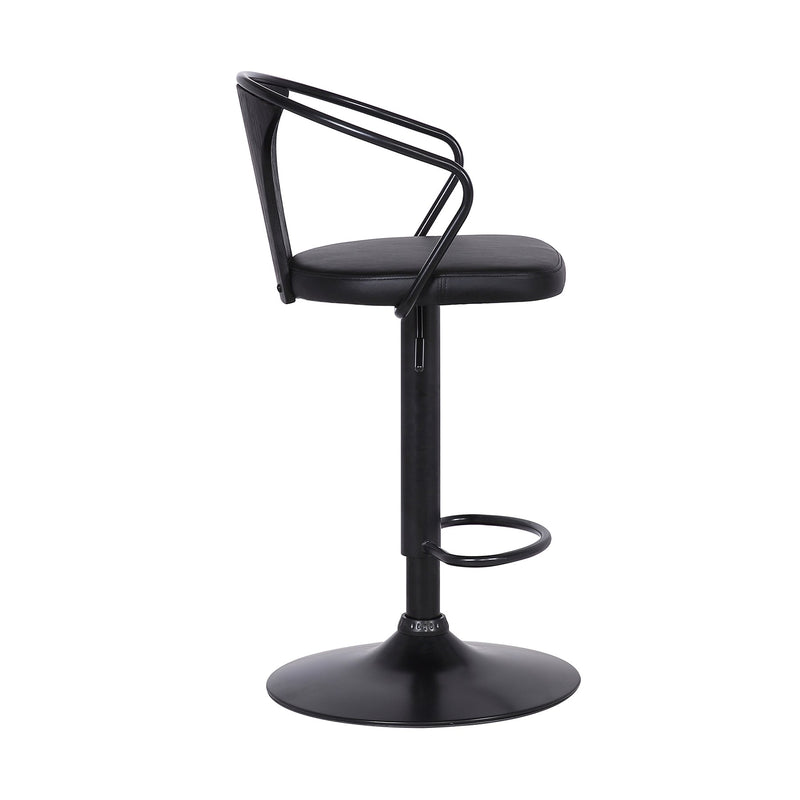 Eagle Adjustable Height Swivel Black Faux Leather and Black Wood Bar Stool with Black Metal Base - Furniture City (CA)l