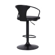 Eagle Adjustable Height Swivel Black Faux Leather and Black Wood Bar Stool with Black Metal Base - Furniture City (CA)l