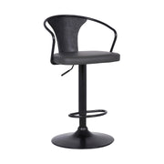 Eagle Adjustable Height Swivel Gray Faux Leather and Black Wood Bar Stool with Black Metal Base - Furniture City (CA)l