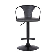 Eagle Adjustable Height Swivel Gray Faux Leather and Black Wood Bar Stool with Black Metal Base - Furniture City (CA)l