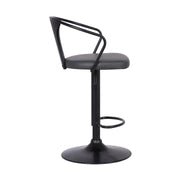 Eagle Adjustable Height Swivel Gray Faux Leather and Black Wood Bar Stool with Black Metal Base - Furniture City (CA)l