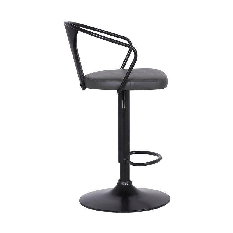 Eagle Adjustable Height Swivel Gray Faux Leather and Black Wood Bar Stool with Black Metal Base - Furniture City (CA)l