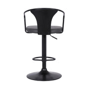 Eagle Adjustable Height Swivel Gray Faux Leather and Black Wood Bar Stool with Black Metal Base - Furniture City (CA)l