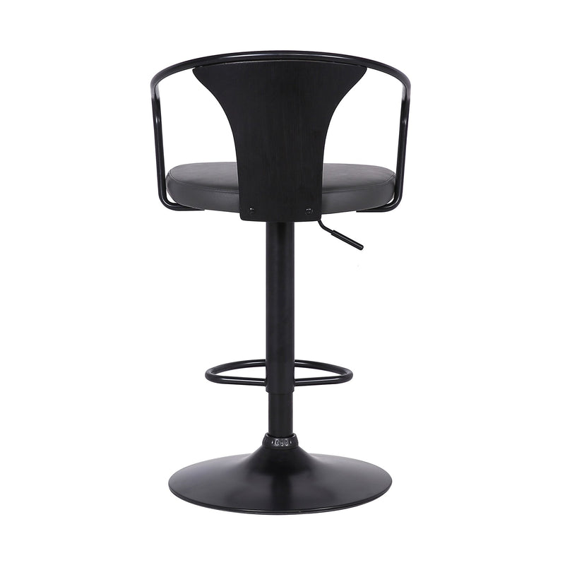 Eagle Adjustable Height Swivel Gray Faux Leather and Black Wood Bar Stool with Black Metal Base - Furniture City (CA)l