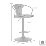 Eagle Adjustable Height Swivel Gray Faux Leather and Black Wood Bar Stool with Black Metal Base - Furniture City (CA)l
