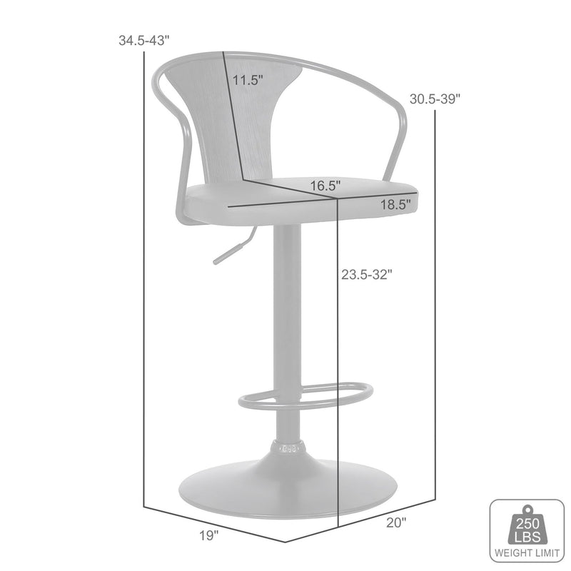 Eagle Adjustable Height Swivel Gray Faux Leather and Black Wood Bar Stool with Black Metal Base - Furniture City (CA)l