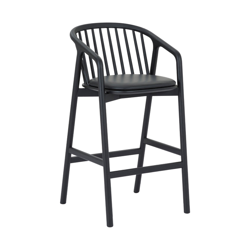 Echo Black Oak Wood and Faux Leather Counter Stool - Furniture City (CA)l