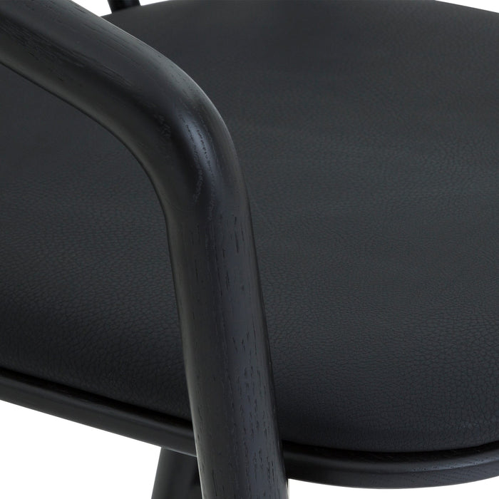 Echo Black Oak Wood and Faux Leather Counter Stool