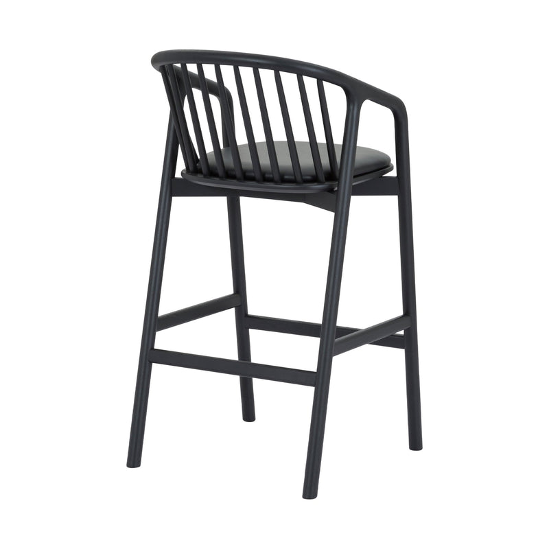 Echo Black Oak Wood and Faux Leather Counter Stool - Furniture City (CA)l