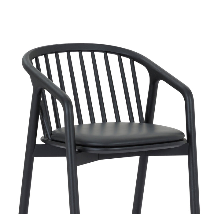 Echo Black Oak Wood and Faux Leather Counter Stool