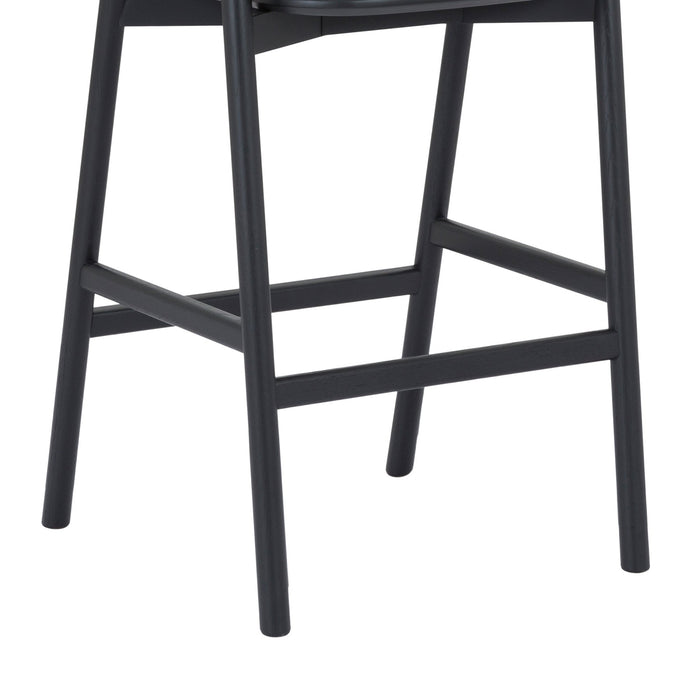 Echo Black Oak Wood and Faux Leather Counter Stool