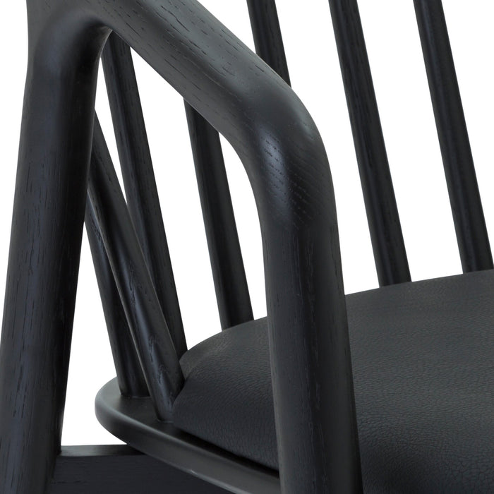 Echo Black Oak Wood and Faux Leather Counter Stool