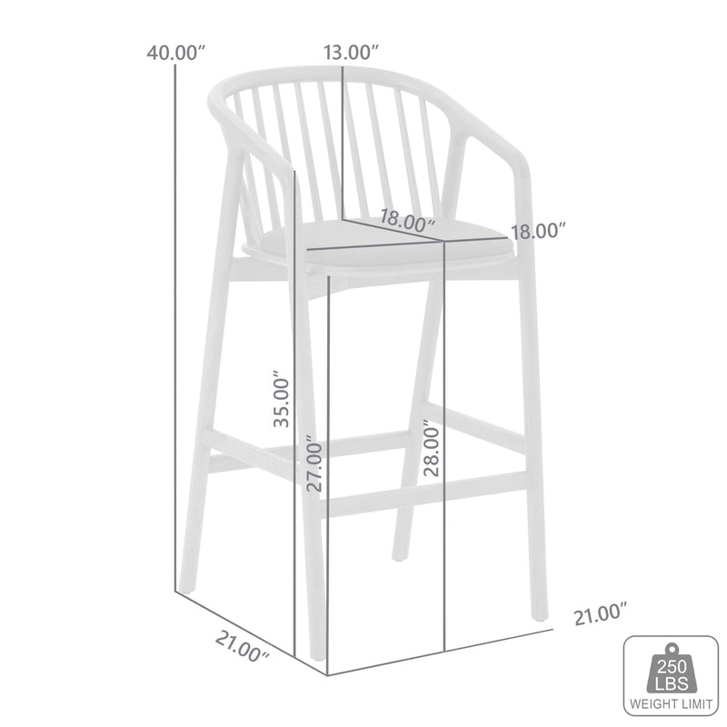 Echo Black Oak Wood and Faux Leather Bar Stool - Furniture City (CA)l