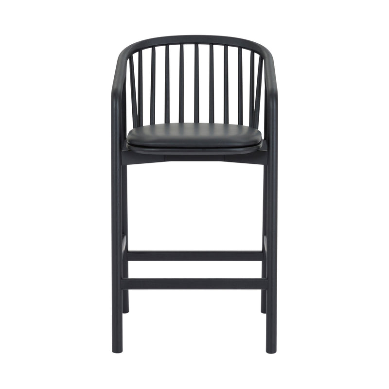 Echo Black Oak Wood and Faux Leather Bar Stool - Furniture City (CA)l