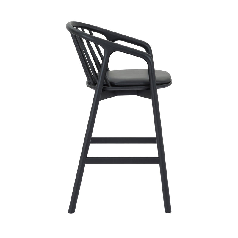Echo Black Oak Wood and Faux Leather Bar Stool - Furniture City (CA)l