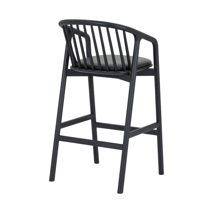 Echo Black Oak Wood and Faux Leather Bar Stool