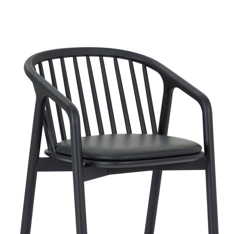 Echo Black Oak Wood and Faux Leather Bar Stool - Furniture City (CA)l