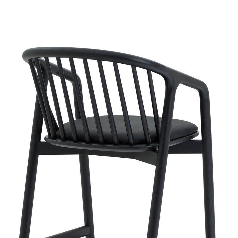 Echo Black Oak Wood and Faux Leather Bar Stool - Furniture City (CA)l