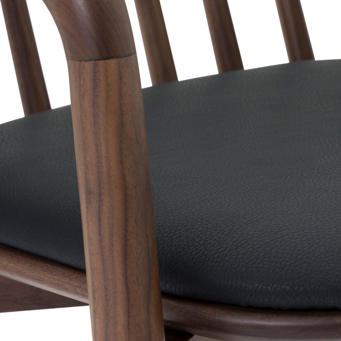 Echo Walnut Wood and Black Faux Leather Counter Stool